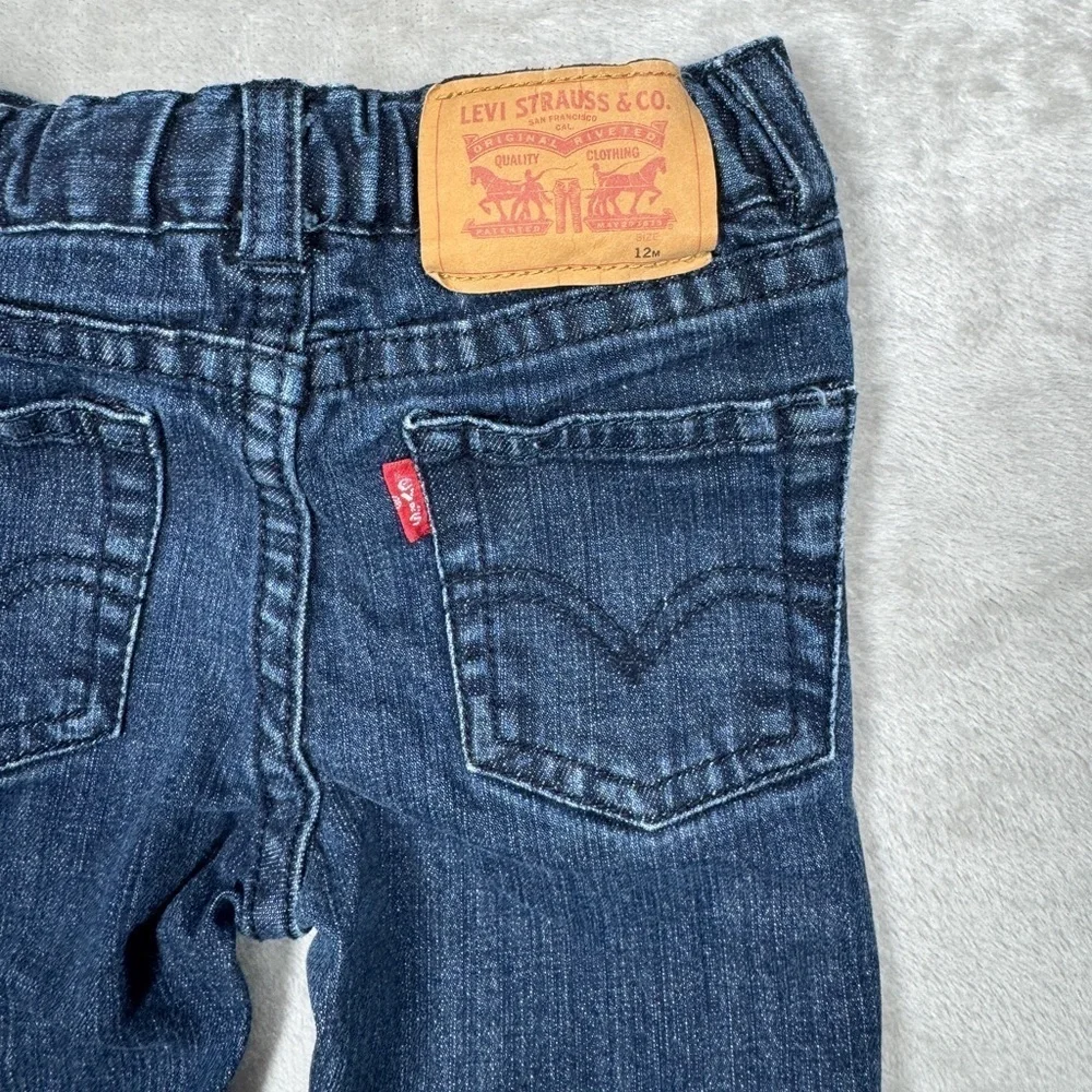 Levi’s Dark Blue Wash Rolled Grey Cuffs Cotton Blend Stretch Jeans Size 12M